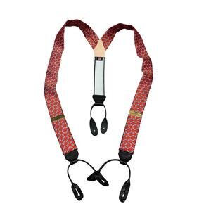 Turnbull & Asser London Men's Silk Suspenders Red/ Gold Made in England